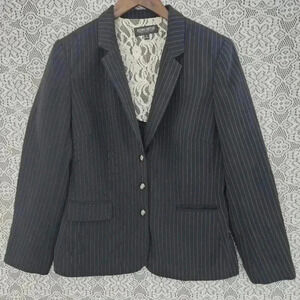John Meyer collection striped women's basic blazer 10‎ black